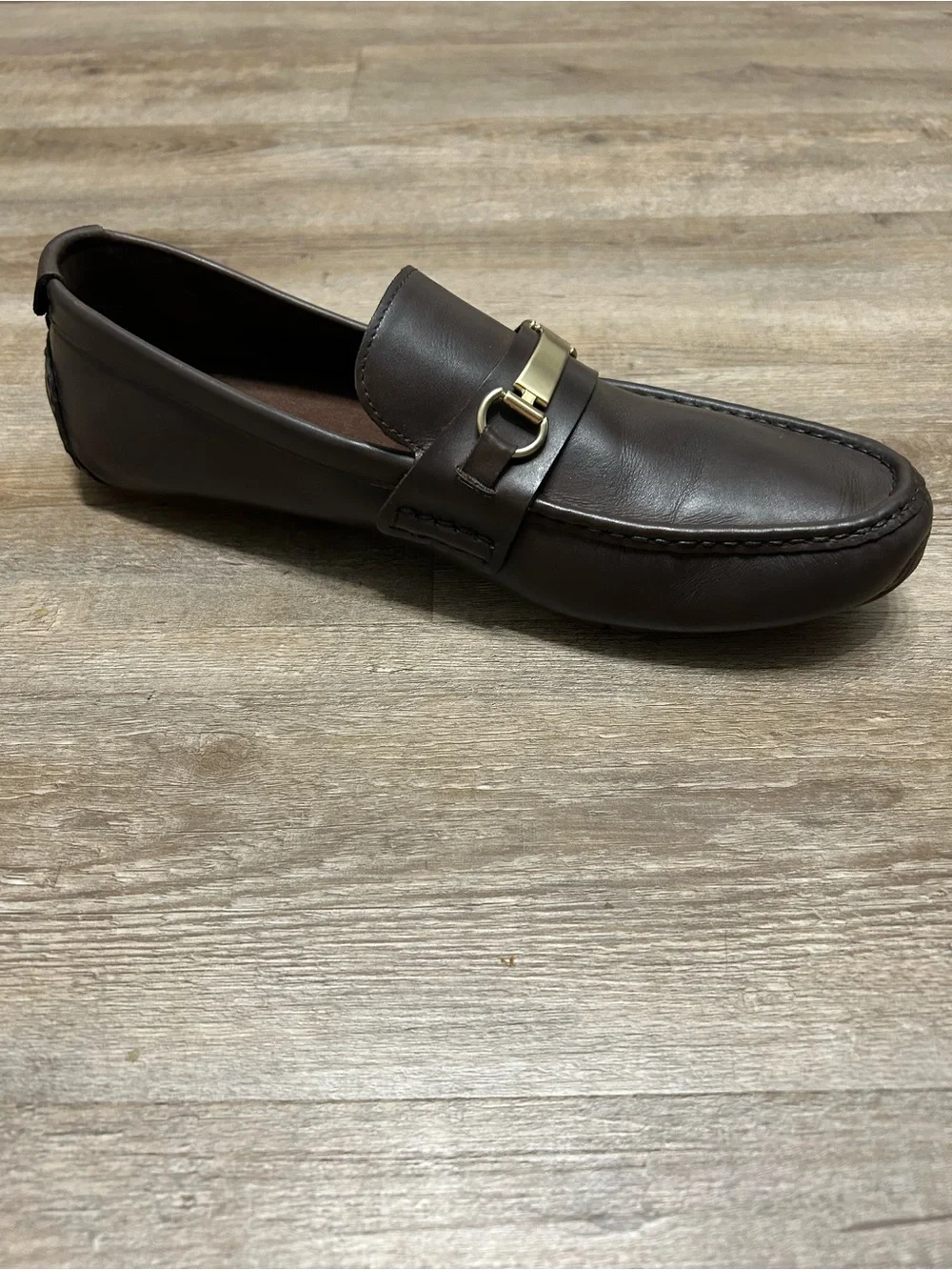 Cole Han Somerset Men's Size 11.5 M Brown Leather Driving Loafers Gold Horse Bit